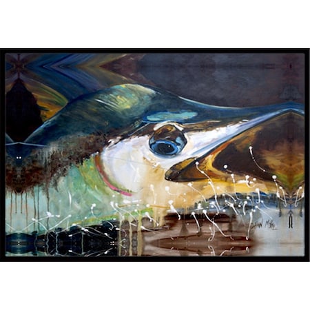Carolines Treasures Blue Marlin Indoor and Outdoor Mat- 18 x 27 in. JMK1111MAT